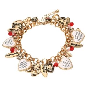 Inspirational Engraved Affection Love Kindness Heart Charm Bracelet